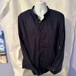 Men's George Navy/White Polka Dots Dress Shirt XL